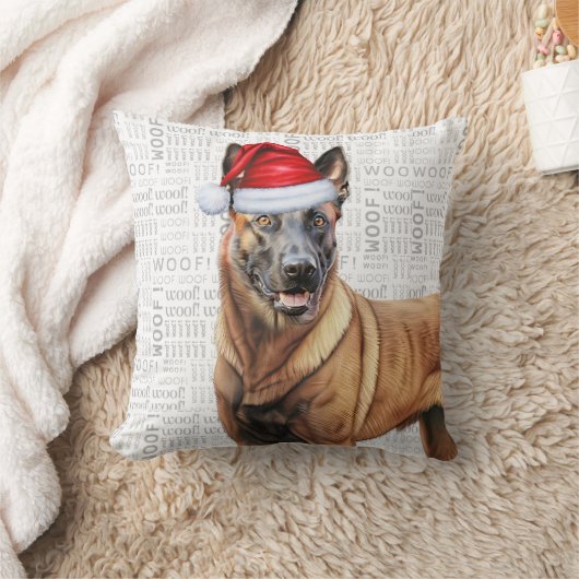 ベルギーのマリノワンドッグウォーターカラークリスマス クッション (ブランケット)