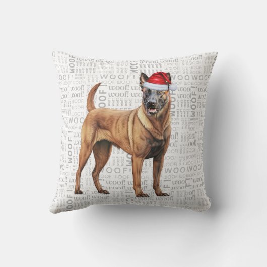 ベルギーのマリノワンドッグウォーターカラークリスマス クッション (裏面)