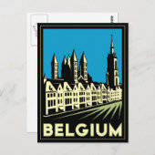 ベルギーのヨーロッパのアートデコ・レトロ旅行ヴィンテージ ポストカード (正面/裏面)