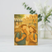 ベルギーのワッフルモーメント図解入りの、写真付きの- Travel Post ポストカード (スタンド正面)