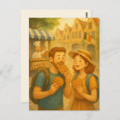 ベルギーのワッフルモーメント図解入りの、写真付きの- Travel Post ポストカード (正面/裏面)