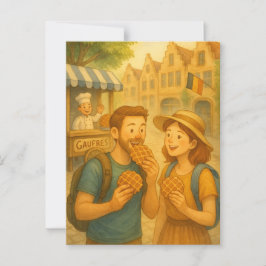 ベルギーのワッフルモーメント図解入りの、写真付きの- Travel Post ポストカード