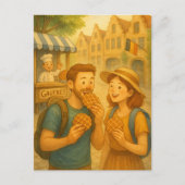 ベルギーのワッフルモーメント図解入りの、写真付きの- Travel Post ポストカード (正面)