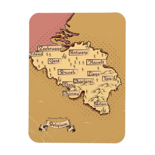 ベルギーのヴィンテージ旅行地図 マグネット (縦)
