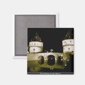 ベルギーの夜のコルトリー橋 マグネット (正面/裏面)