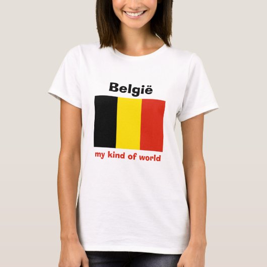 ベルギーの旗+地図+テキストTシャツ Tシャツ (正面)