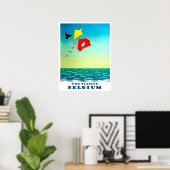 ベルギーの海岸、たこ揚げ、ヴィンテージ ポスター (ホームオフィス)
