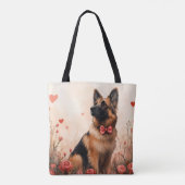 ベルギーの牧羊犬とバラ - バレンタインデー トートバッグ (裏面)