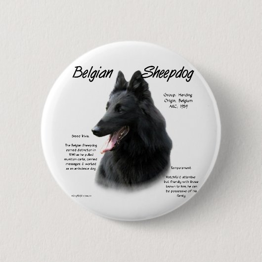 ベルギーの牧羊犬の歴史；すべての牧羊犬について 缶バッジ (正面)
