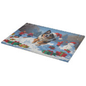 ベルギーの牧羊犬 クリスマスの雪の風景 カッティングボード (角)