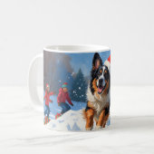 ベルギーの牧羊犬 クリスマスの雪の風景 コーヒーマグカップ (正面左)
