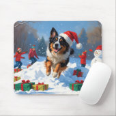 ベルギーの牧羊犬 クリスマスの雪の風景 マウスパッド (マウス)