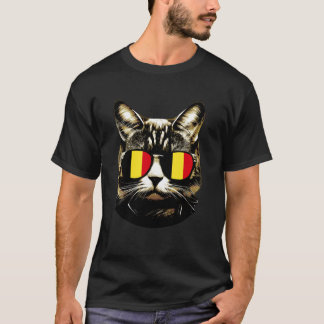 ベルギーの猫好きベルギーフラグ猫愛国ベルギー人 Tシャツ