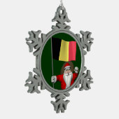 ベルギーの看板のあるサンタクロース スノーフレークピューターオーナメント (左)