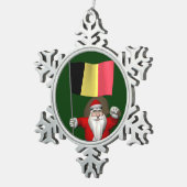 ベルギーの看板のあるサンタクロース スノーフレークピューターオーナメント (右)