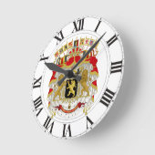 ベルギーの紋章付き外衣 ラウンド壁時計 (傾斜)