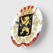 ベルギーの紋章 – ベルギーのコートオブアームズ ラウンド壁時計 (傾斜)