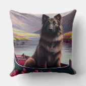 ベルギーの羊飼いがパドルに:風光明媚な冒険 クッション (裏面)