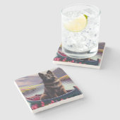 ベルギーの羊飼いがパドルに:風光明媚な冒険 ストーンコースター (横)