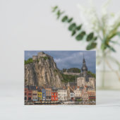 ベルギーの美しい夕日によるディナントの町の景色 ポストカード (スタンド正面)