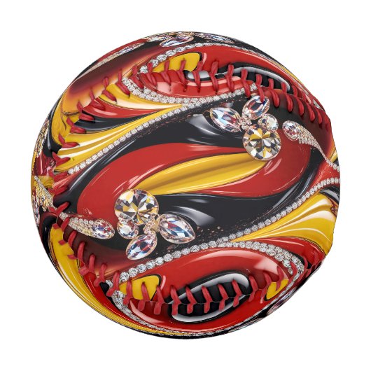 ベルギーの色を使った愛国野球 野球ボール (正面左)