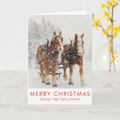 ベルギーの馬チーム冬のクリスマスシーン カード (黄色い花)