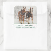 ベルギーの馬チーム冬のクリスマスシーン スクエアシール (バッグ)