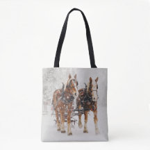 ベルギーの馬チーム冬のクリスマスシーン