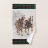 ベルギーの馬チーム冬のクリスマスシーン バスタオルセット (ハンドタオル)