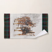 ベルギーの馬チーム冬のクリスマスシーン バスタオルセット (ハンドタオル)