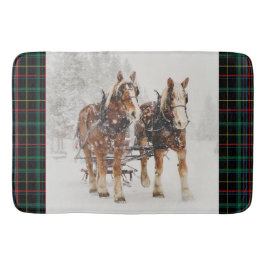 ベルギーの馬チーム冬のクリスマスシーン バスマット