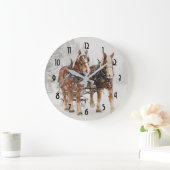 ベルギーの馬チーム冬のクリスマスシーン ラージ壁時計 (ホーム)