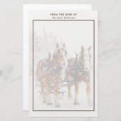 ベルギーの馬チーム冬のクリスマスシーン 便箋 (正面/裏面)