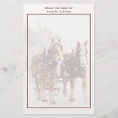 ベルギーの馬チーム冬のクリスマスシーン 便箋 (正面)