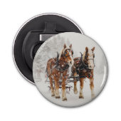 ベルギーの馬チーム冬のクリスマスシーン 栓抜き (正面)