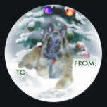 ベルギーのTervuren Christmas Gives, TO:, FROM: ラウンドシール<br><div class="desc">美しいベルギーベルギーテルヴレン犬のアートクリスマスプレゼント名タグのステッカーはあなたのエレガントすべてのホリデーパッケージにtouchを追加する。</div>