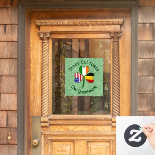 ベルギーアイリッシュアメリカンシャムロックパーソナライズされた国旗 ウィンドウサイン (ホームデコレーション)