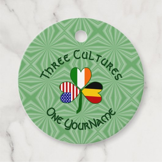 ベルギーアイリッシュアメリカンシャムロックパーソナライズされた国旗 フェイバータグ (正面)