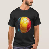 ベルギーカラフル国旗のサッカーボール Tシャツ (正面)