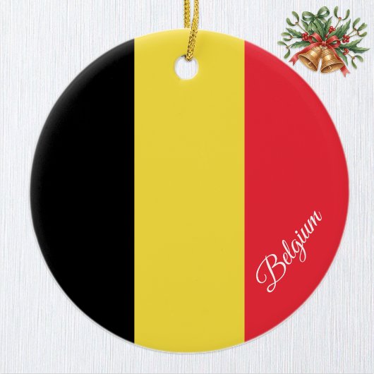 ベルギークリスマス オブジェ ベルギー国旗 セラミックオーナメント