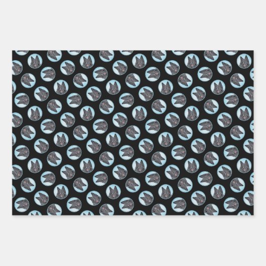 ベルギーグレンダエルシープドッグブラック絵を描ズ犬Ar ラッピングペーパーシート (正面3)