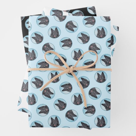 ベルギーグレンダエルシープドッグブラック絵を描ズ犬Ar ラッピングペーパーシート (インサイチュ)