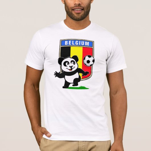 ベルギーサッカーのパンダ(軽いシャツ) Tシャツ (正面)