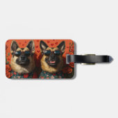 ベルギーシェパードとハートバラバレンタインデー ラゲッジタグ (裏面横)