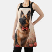 ベルギーシェパードとバラ – バレンタインデー エプロン (インサイチュ)