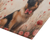 ベルギーシェパードとバラ – バレンタインデー カッティングボード (角)