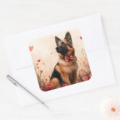 ベルギーシェパードとバラ – バレンタインデー スクエアシール (封筒)