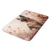 ベルギーシェパードとバラ – バレンタインデー バスマット (アングル)