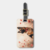 ベルギーシェパードとバラ – バレンタインデー ラゲッジタグ (正面縦)