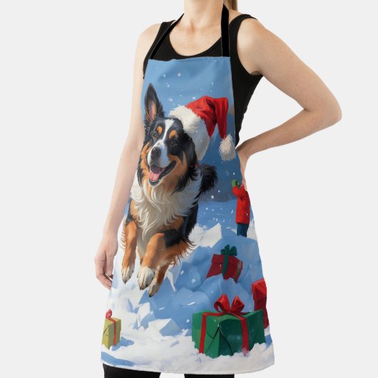 ベルギーシェパードクリスマスフェスティバルスノーシーン エプロン (インサイチュ)
